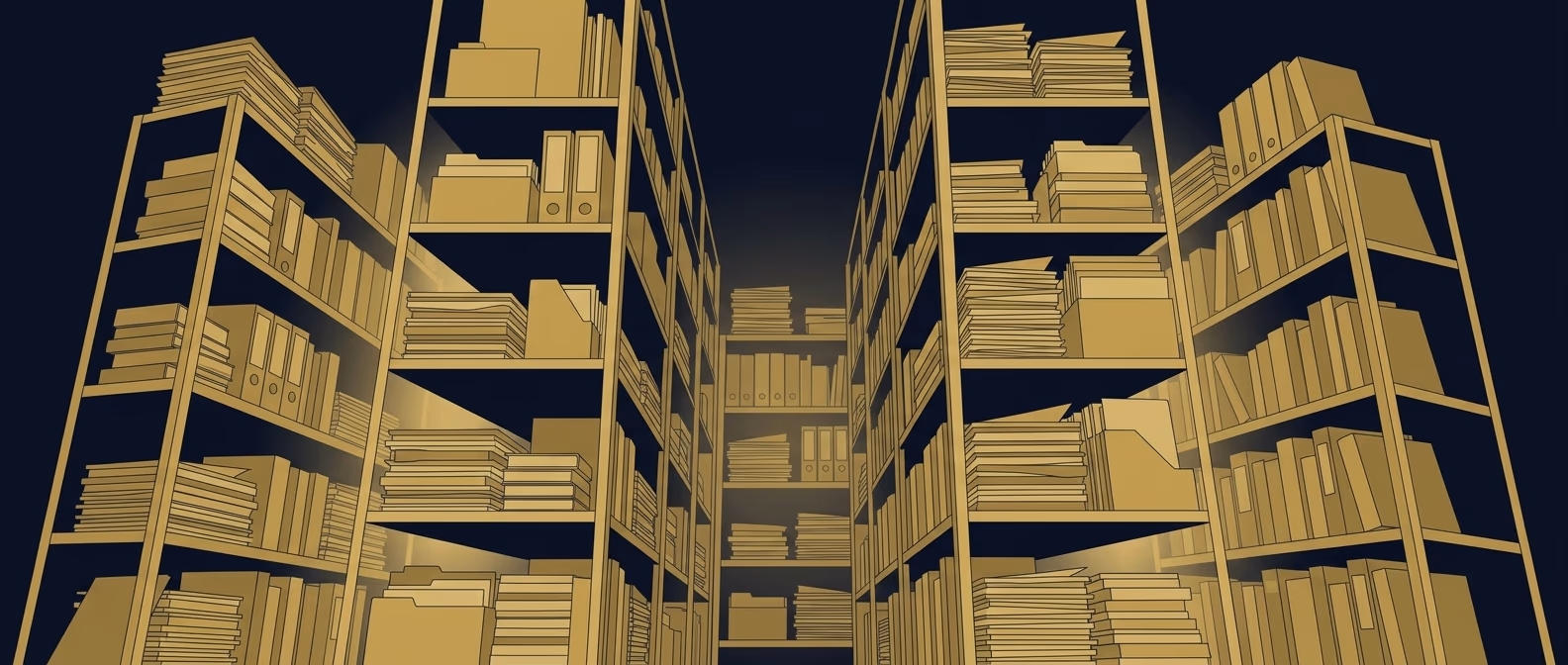 Archive shelves illustration