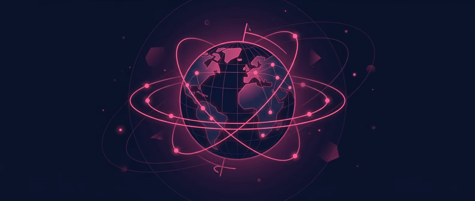 Globe with network nodes illustration