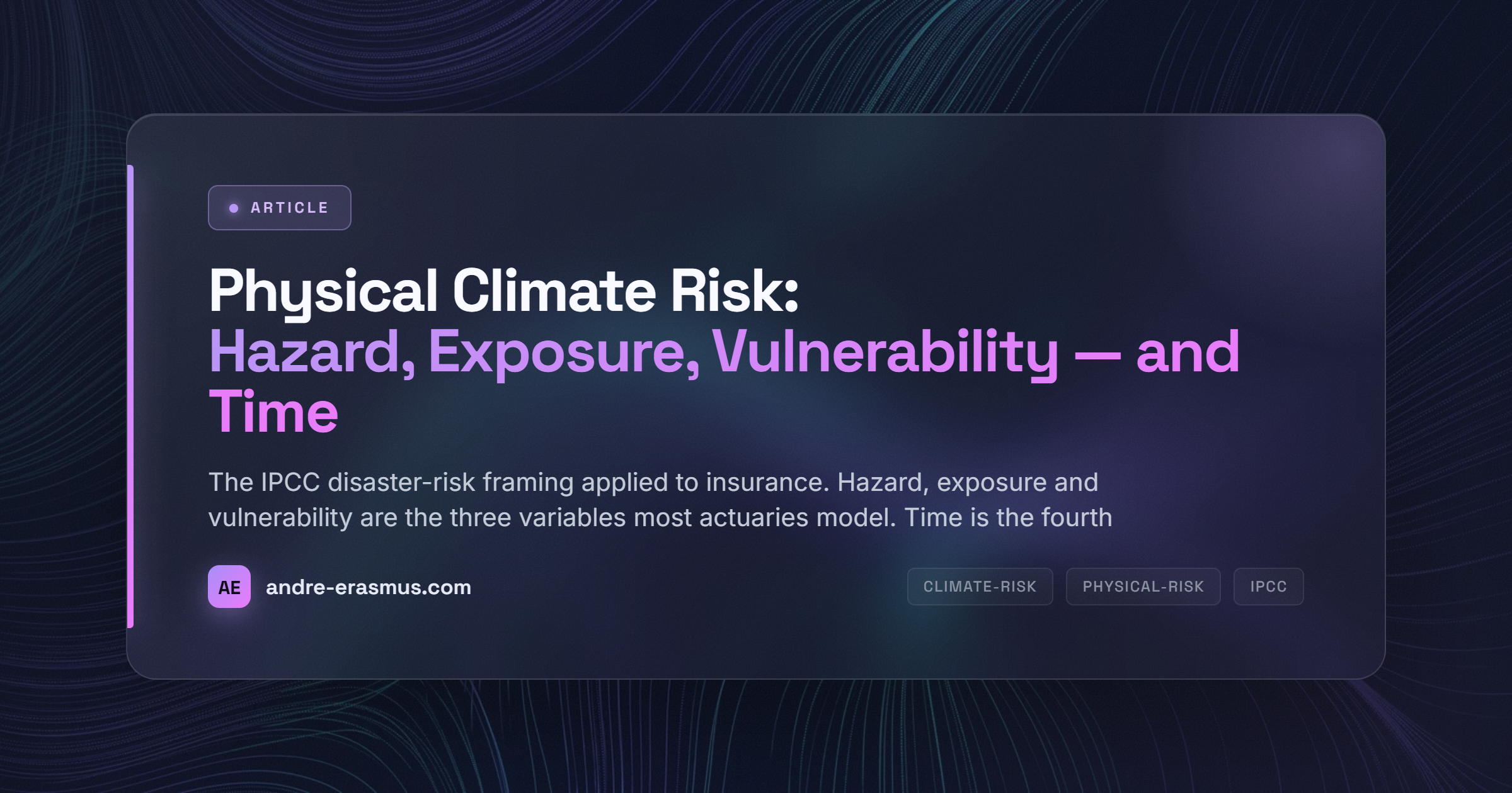 Physical Climate Risk: Hazard, Exposure, Vulnerability — and Time ...